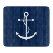 Blaue Navy-Anker Schneidebrett (Vorderseite)