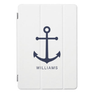 Blaue Navy-Anker und Individuelle Name iPad Pro Cover
