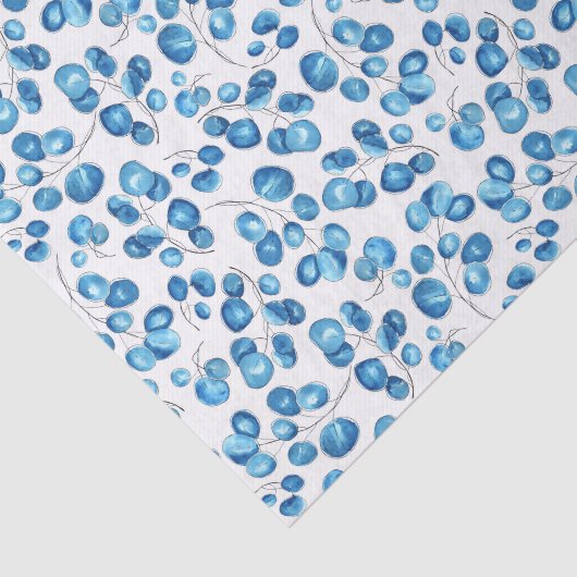 Blaue Navy-Blätter auf Weiß Seidenpapier (Ausschnitt)