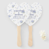 Blaue Navy Blumen Florale Muster Hochzeit Fächer (Vorne und Hinten)