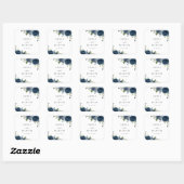 Blaue Navy Blumen, Grüne, Boho, Blumenhochzeit Quadratischer Aufkleber (Blatt)