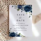 Blaue Navy Blumen, Grüne, Boho, Blumenhochzeit Save The Date