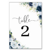 Blaue Navy Blumen Hochzeitstischnummern Tischnummer (Rückseite)