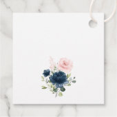 Blaue Navy Blumen, rosa Blume, Babydusche Geschenkanhänger (Rückseite)