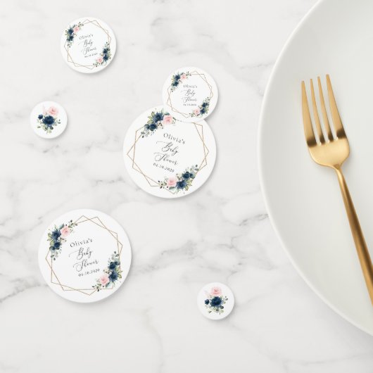 Blaue Navy Blumen, rosa Blume, Babydusche Konfetti (Gruppe)