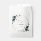 Blaue Navy Blumen, rosa Blume, Blumenzehen Geschenktütchen (Vorderseite)