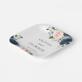 Blaue Navy Blumen, rosa Blume, Blumenzehen Pappteller (Gewinkelt)