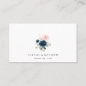 Blaue Navy Blumen, rosa Blume, Blumenzehen Platzkarte (Rückseite)