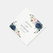 Blaue Navy Blumen, rosa Blume, Blumenzehen Serviette (Ecke)