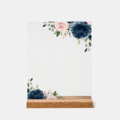 Blaue Navy Blumen, rosa Blume, Boho, Mimosa Bar Acrylschild (Vorderseite)