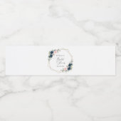 Blaue Navy Blumen, rosa Blume, Brautparty Wasserflaschenetikett (Einzelnes Label)