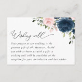 Blaue Navy Blumen, rosa Blume, gute Wünsche Begleitkarte (Vorderseite)