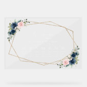 Blaue Navy Blumen, rosa Blume, Hochzeitszeitschrif Acrylschild (Vorderseite)