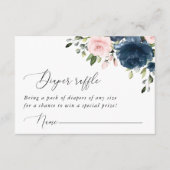 Blaue Navy-Blumen, rosa Blume, Windeln Begleitkarte (Vorderseite)