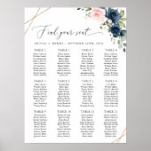 Blaue Navy-Blüten, rosa Blume, Seekarte Poster (Vorne)