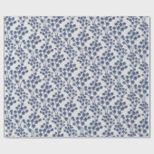 Blaue Navy Botanik Geschenkpapier (Flach)