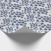 Blaue Navy Botanik Geschenkpapier (Ecke)