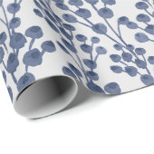 Blaue Navy Botanik Geschenkpapier (Rolleneckpunkt)