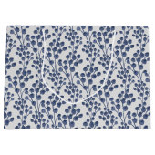 Blaue Navy Botanik Große Geschenktüte (Vorderseite)