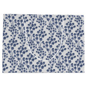 Blaue Navy Botanik Große Geschenktüte (Rückseite)