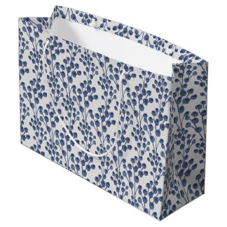 Blaue Navy Botanik Große Geschenktüte