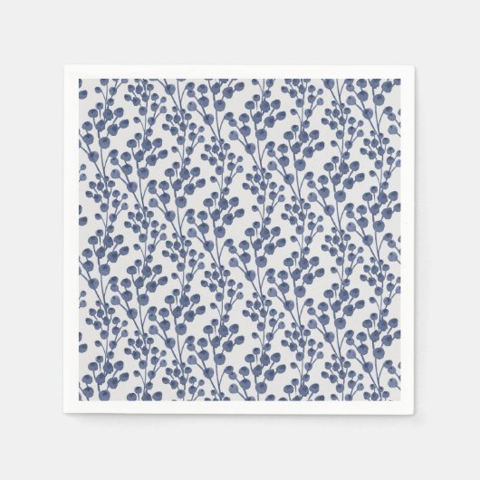 Blaue Navy Botanik Serviette (Vorderseite)