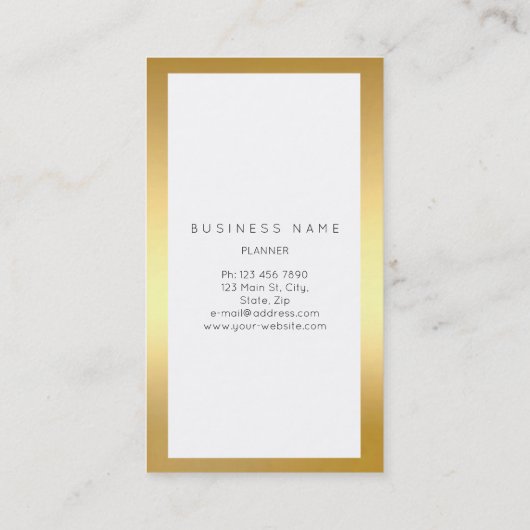 Blaue Navy Bright Gold Rahmen Marmormetall Vertika Visitenkarte (Rückseite)