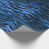 Blaue Navy Cobalt Black Metallic Tiger Animal Fur Geschenkpapier (Ecke)