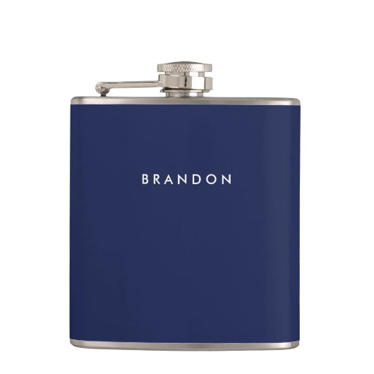 Blaue Navy-Flaschen für Männer mit Namen Flachmann (Vorderseite)