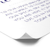 Blaue Navy für immer in unserem Herz-Hochzeitsseme Poster (Ecke)