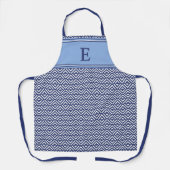 Blaue Navy-Geometric Chevron-Monogramm Schürze (Vorderseite)