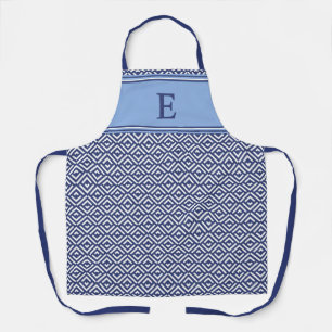 Blaue Navy-Geometric Chevron-Monogramm Schürze