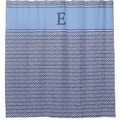 Blaue Navy-Geometrie-Chevron-Monogramm Duschvorhang (Vorderseite)