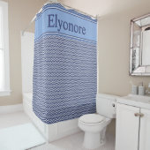 Blaue Navy-Geometrie-Chevron-Name Duschvorhang (Beispiel)