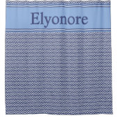 Blaue Navy-Geometrie-Chevron-Name Duschvorhang (Vorderseite)