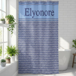 Blaue Navy-Geometrie-Chevron-Name Duschvorhang