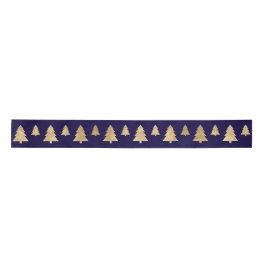 Blaue Navy Golden Christmas Tree Urlaub Satinband