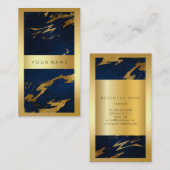 Blaue Navy Golden Frame Marmor Abstrakt Vertikal3 Visitenkarte (Vorne/Hinten)