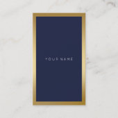 Blaue Navy Golden Frame Minimal Vertikal Visitenkarte (Vorderseite)