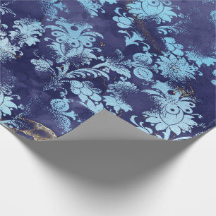 Blaue Navy Himmlische Blumen Braut Grungy Shabby Geschenkpapier