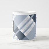Blaue Navy Jean Kariert Striping Muster Monogram Jumbo-Tasse (Vorderseite)