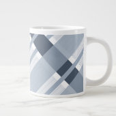 Blaue Navy Jean Kariert Striping Muster Monogram Jumbo-Tasse (Rechts)