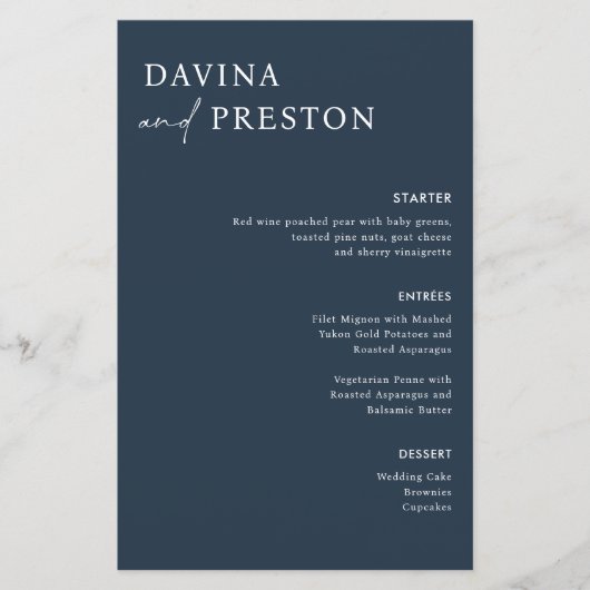 Blaue Navy Kalligrafie Script Moderne WEDD (Vorderseite)