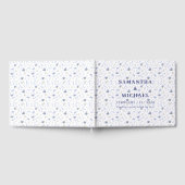 Blaue Navy-Minimal-Blumenmuster-Hochzeit Gästebuch (Voll)
