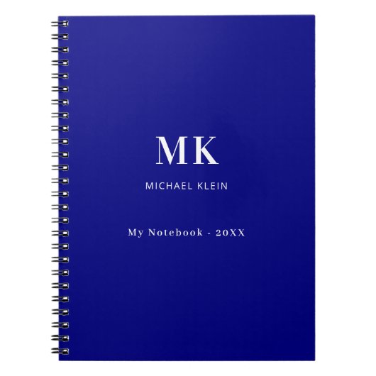 Blaue Navy-Name-Monogramm Notizblock (Vorderseite)