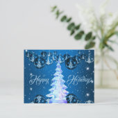 Blaue Navy Ornaments Weißgläser Weihnachtsbaum Postkarte (Stehend Vorderseite)