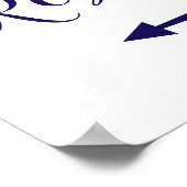 Blaue Navy-Restrooms signieren Links Pfeilrichtung Poster (Ecke)