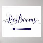 Blaue Navy-Restrooms signieren Links Pfeilrichtung Poster (Vorne)