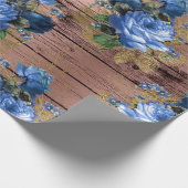 Blaue Navy Rose Holz Rustikales Brautparty Geschenkpapier (Ecke)