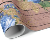 Blaue Navy Rose Holz Rustikales Brautparty Geschenkpapier (Rolleneckpunkt)